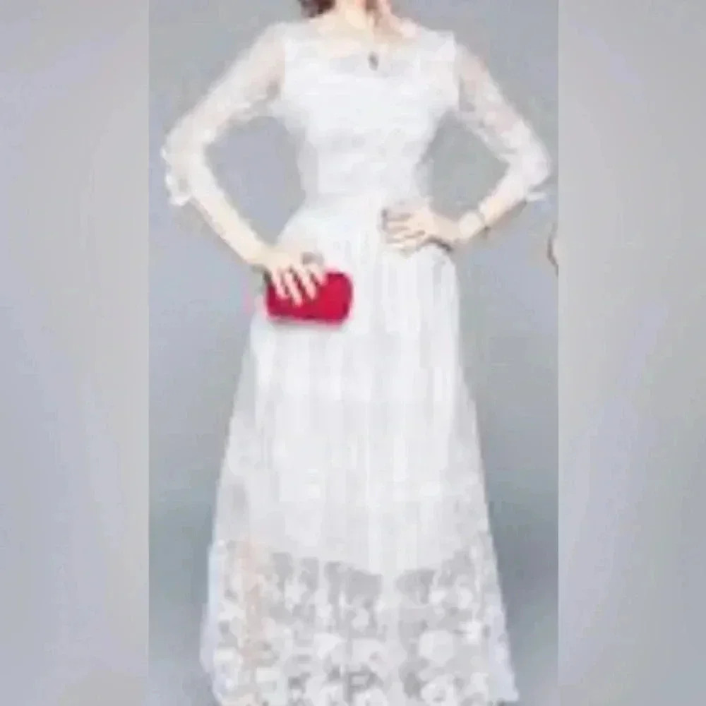 White lace Mesh Lace Maxi Dress Size Jr's XL